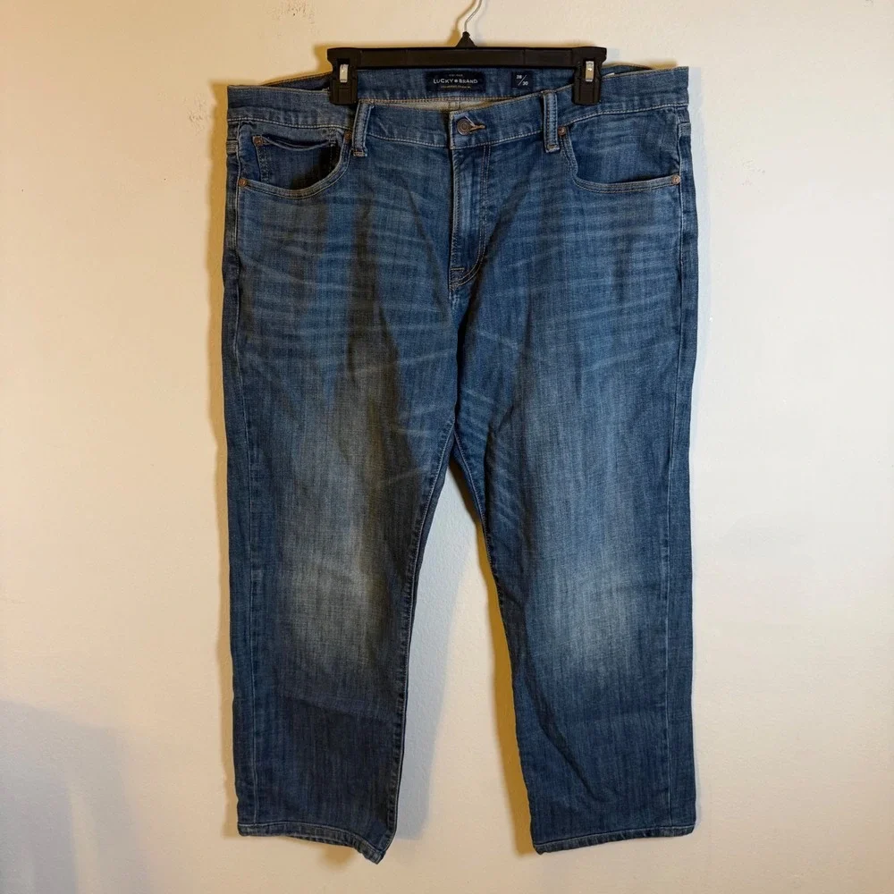 Lucky‎ Brand 221 Straight Mens Blue Denim Jeans 38x30 Medium Wash Stretch